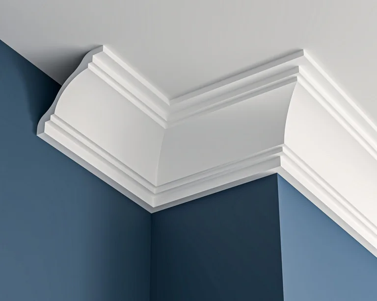 Art Deco plain plaster cornice 140x160mm - 3.0m, with Plain Cove Detail