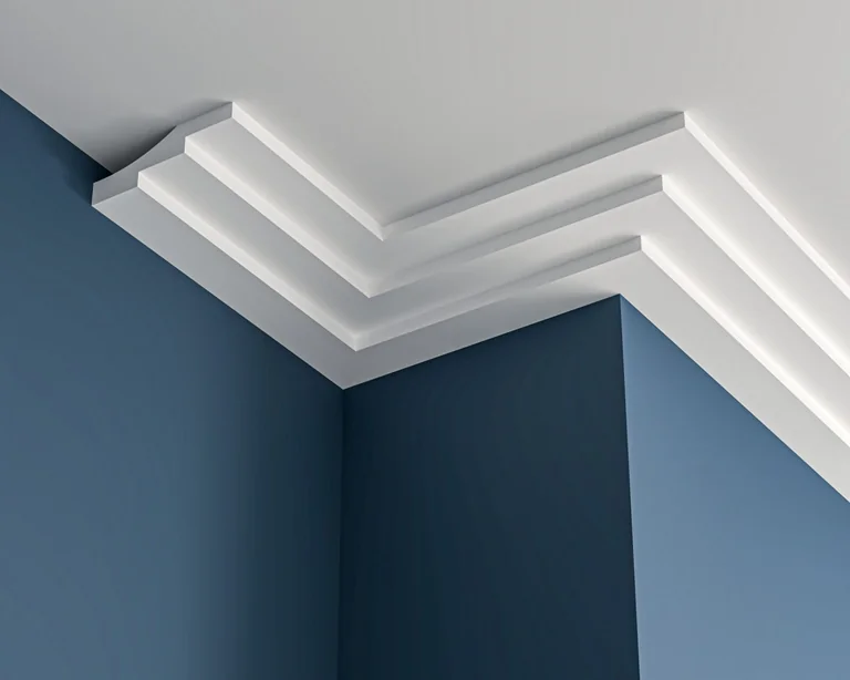 Art Deco plain plaster cornice 160x50mm - 3.0m, with Plain Detail