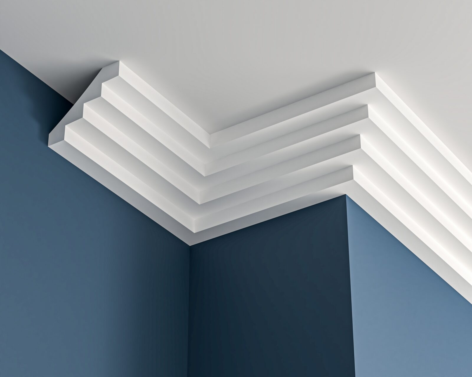 Small 4 Step Art Deco Plaster Cornice Art Deco stepped plaster cornice 100x85mm - 3.0m, with Plain Detail